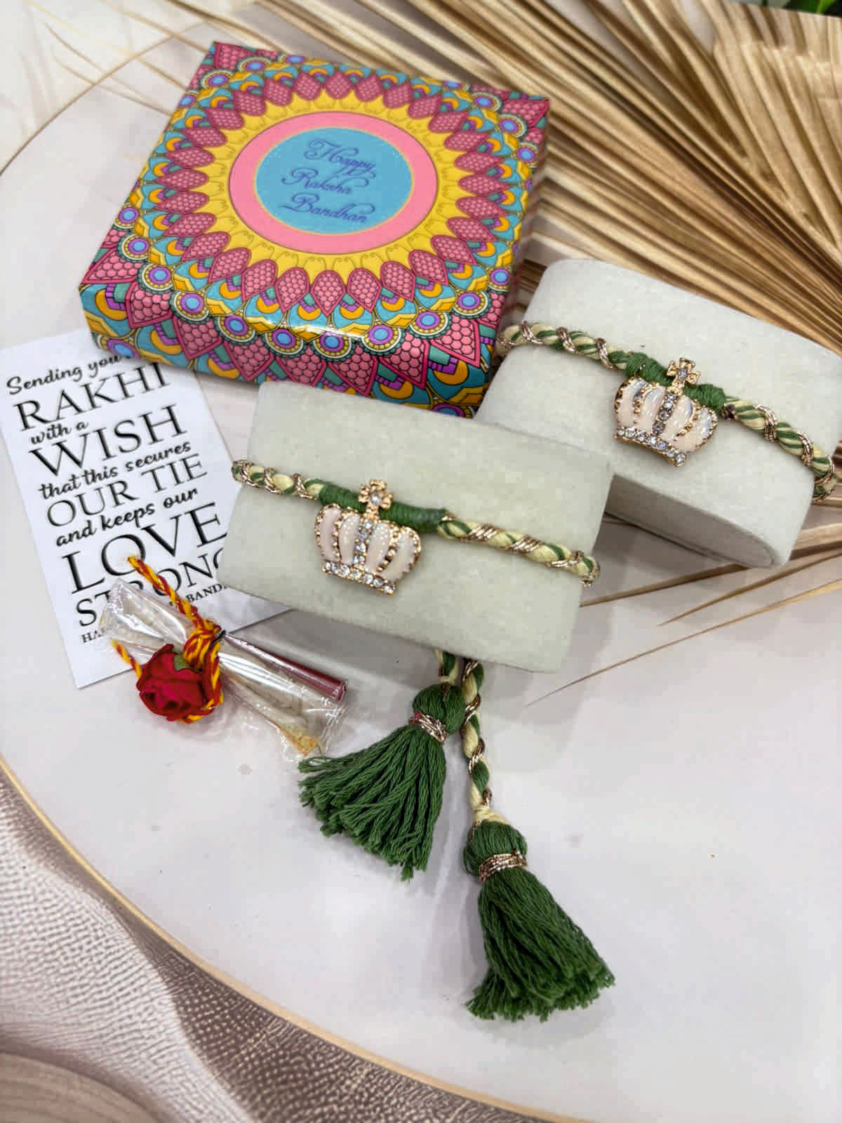 King & Queen Rakhi with Lumba Bracelet Set