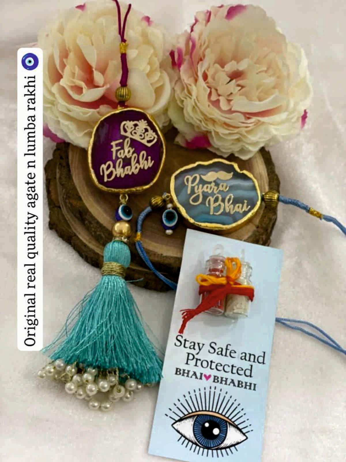 Agate Rakhi and Lumba Set