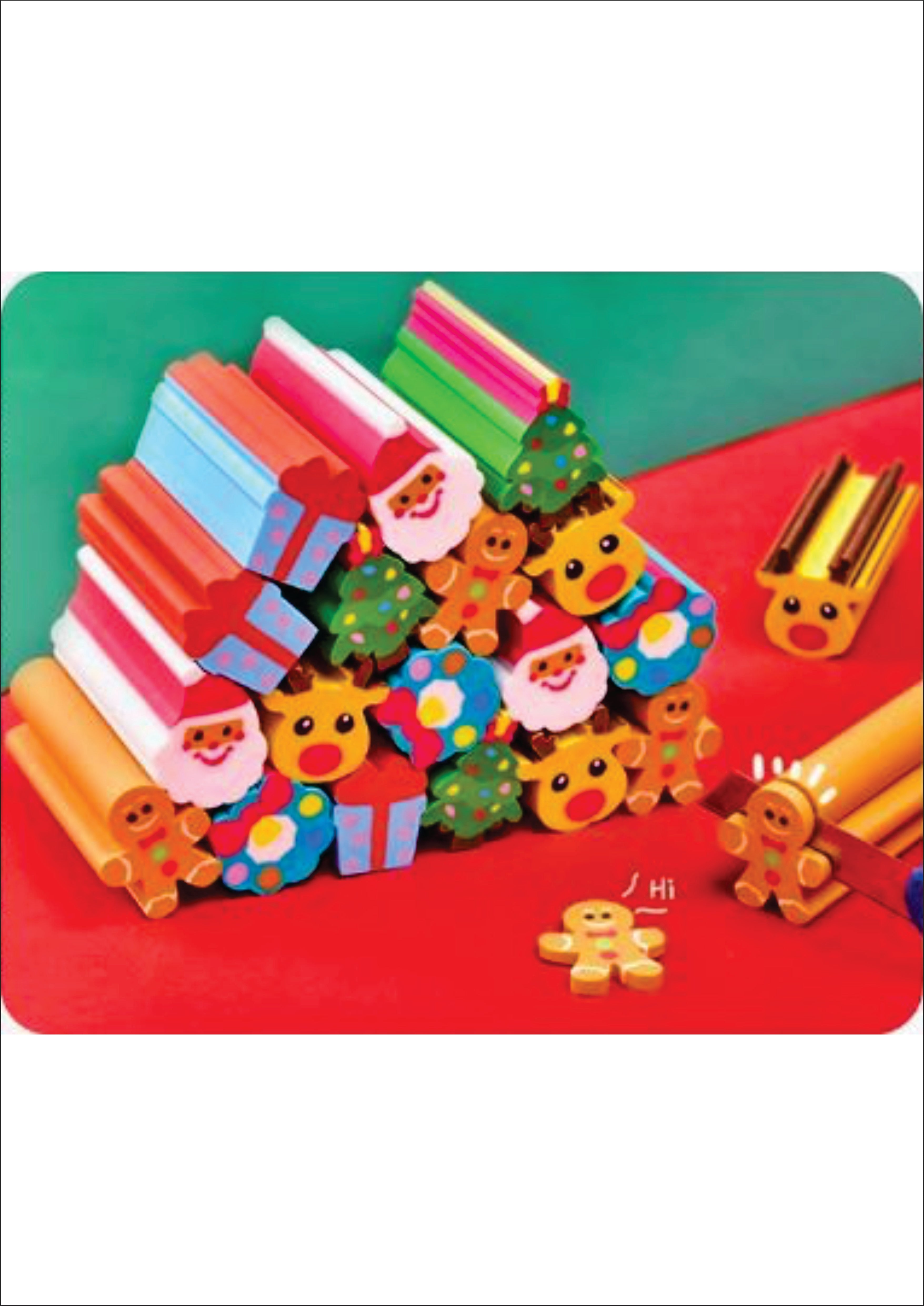 Christmas Long Erasers - 6pcs set