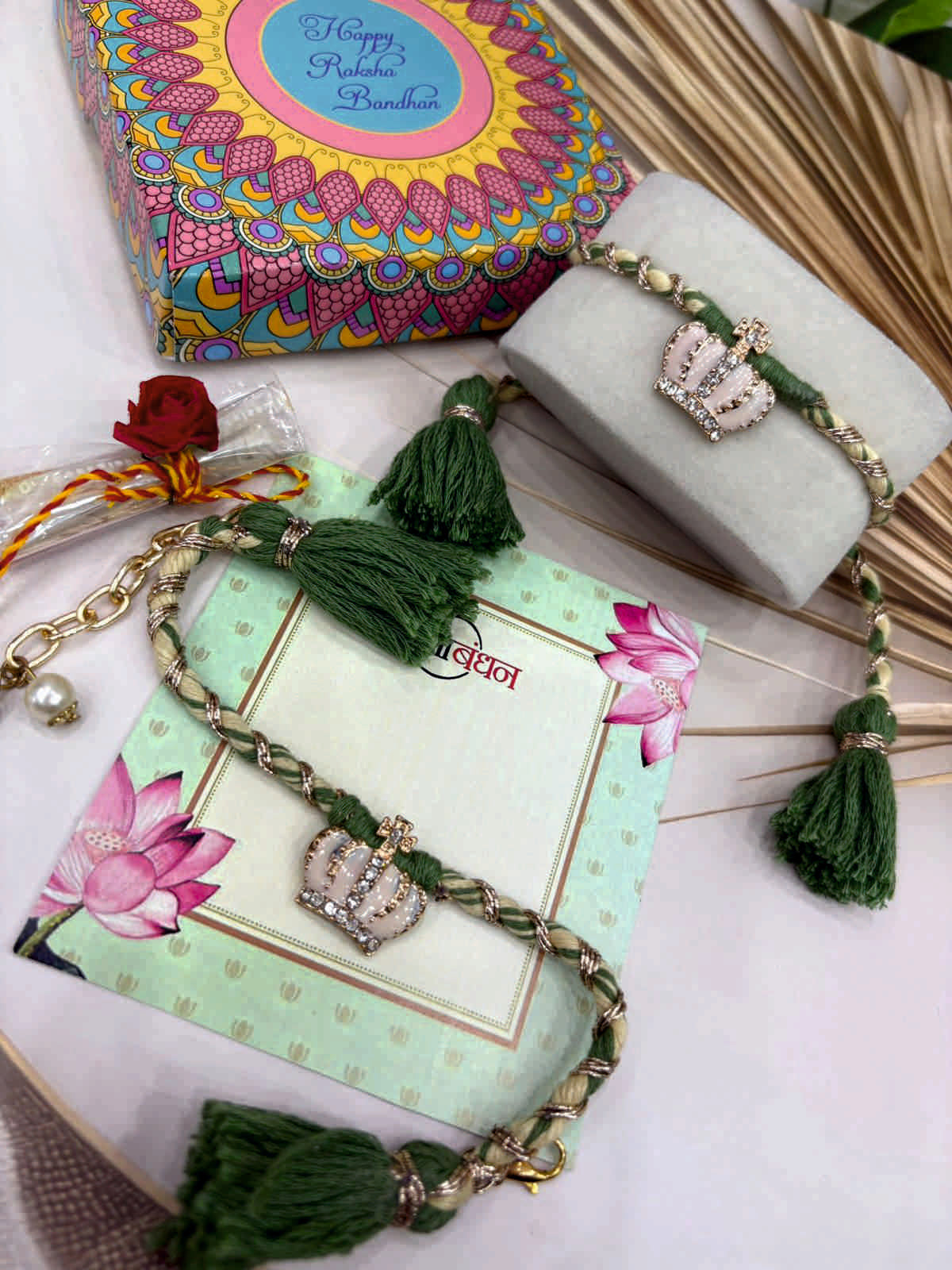King & Queen Rakhi with Lumba Bracelet Set
