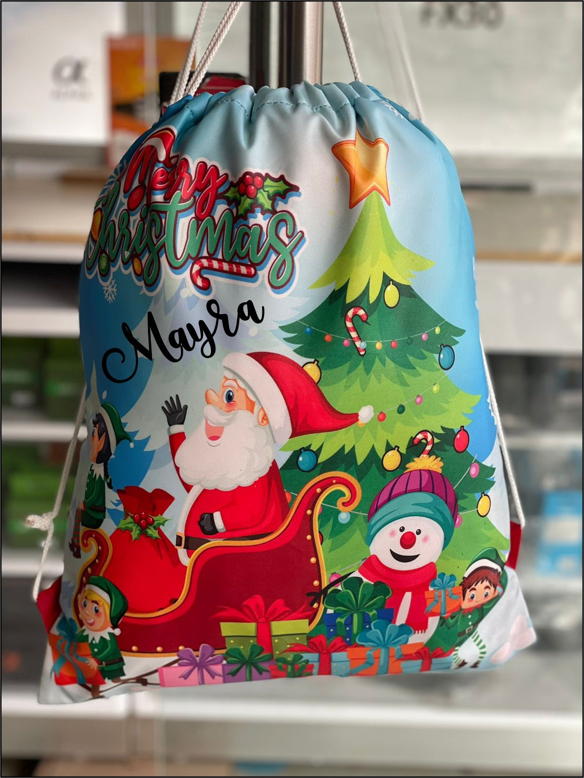 Personalized Christmas Drawstring Bags