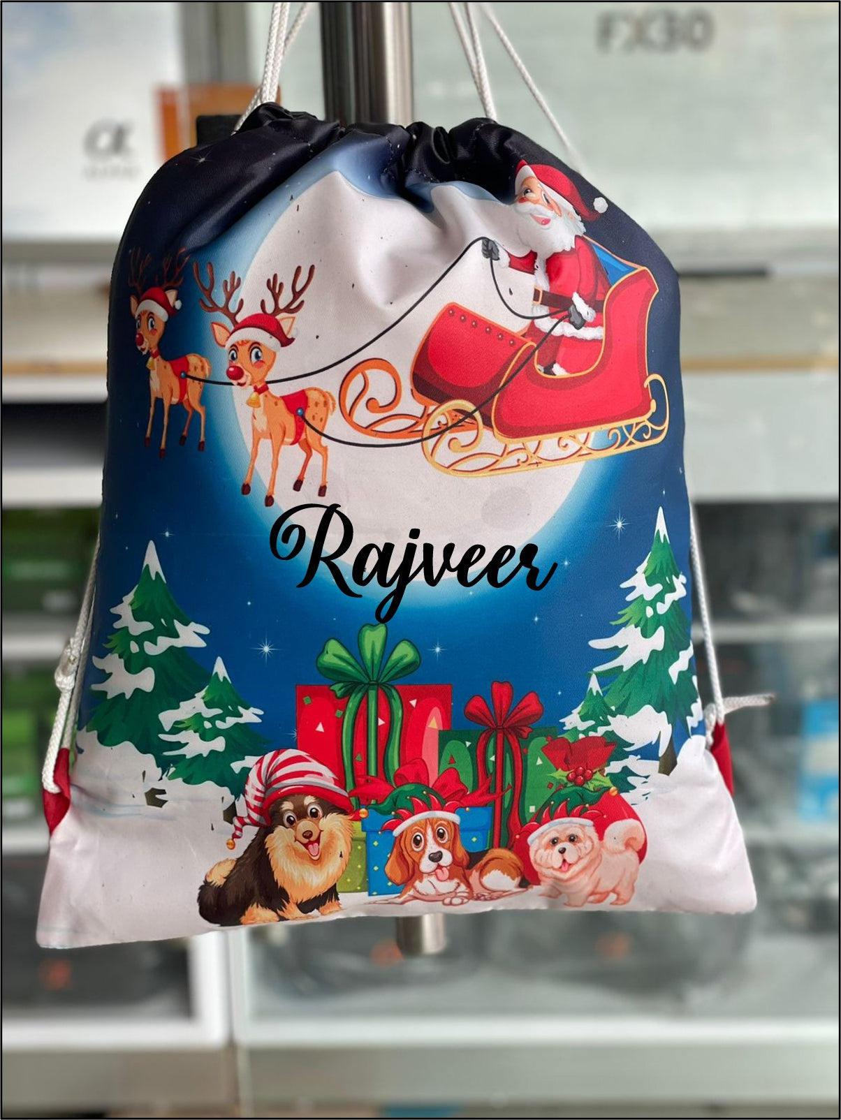 Personalized Christmas Drawstring Bags