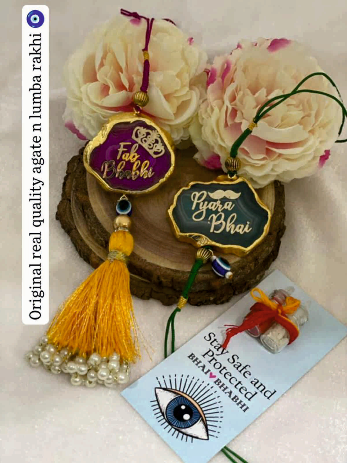 Agate Rakhi and Lumba Set