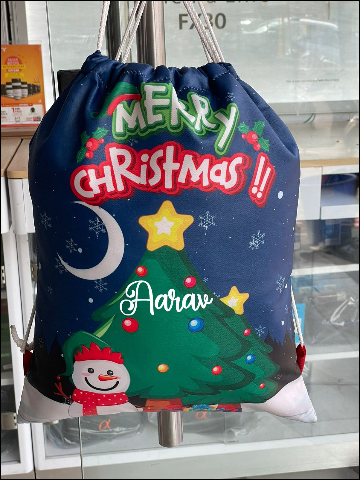 Personalized Christmas Drawstring Bags