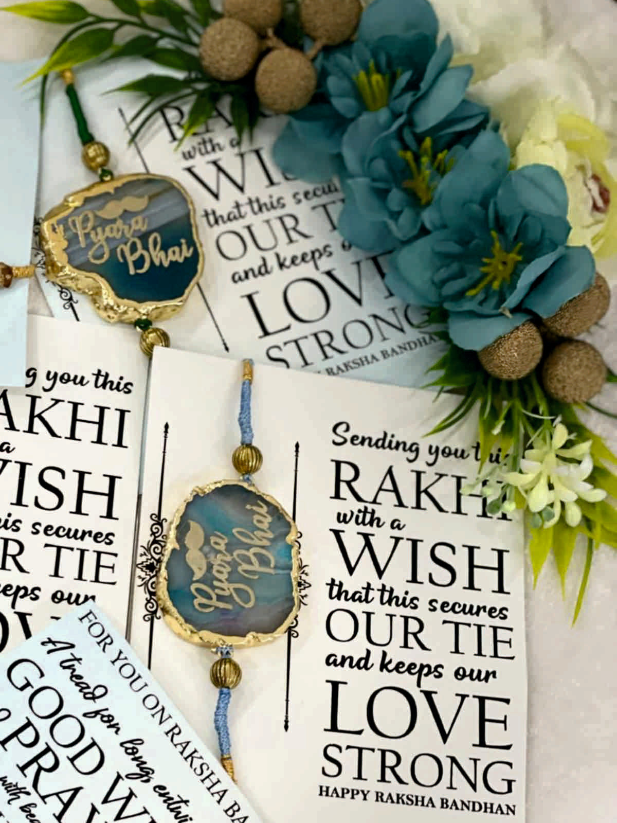 Agate Rakhi and Lumba Set