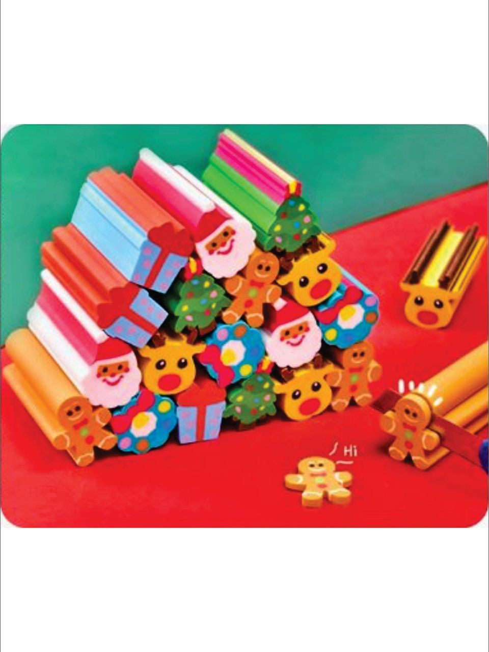 Christmas Long Erasers - 6pcs set