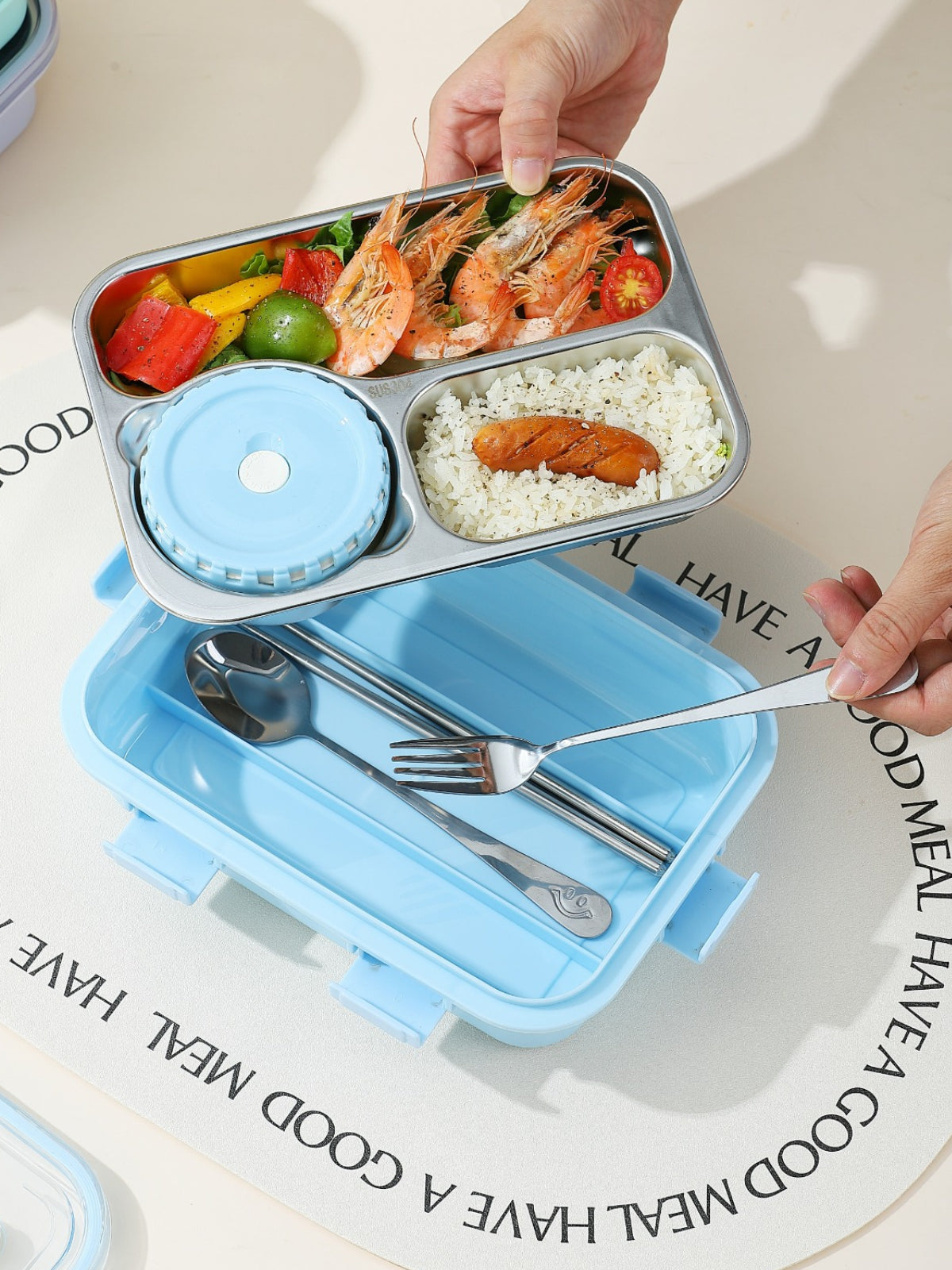 3-Partition Steel Lunch Box